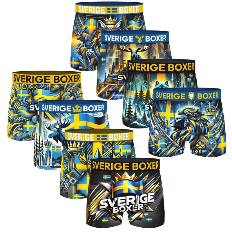 Sverige Boxer 8-pack – Unika boxer kalsonger med svensk design i mjuk bomull