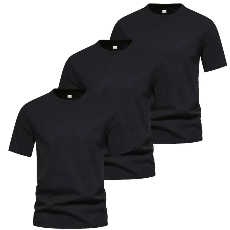 3-Pack Billiga svarta T-Shirts Herr