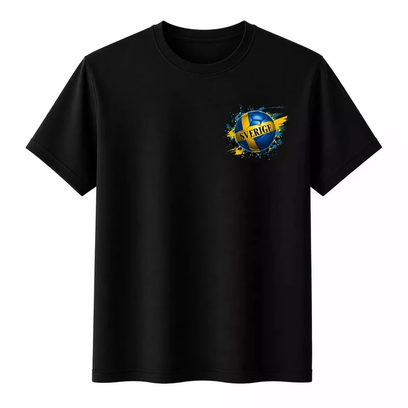 Svart Sverige T-shirt Herr – Minimalistisk Design med Brösttryck