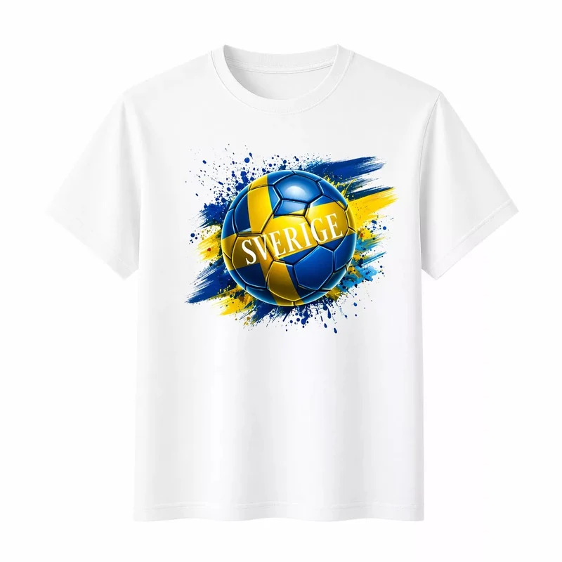 Vit Sverige T-shirt Herr – Stilren Fotbollsdesign i Bomull