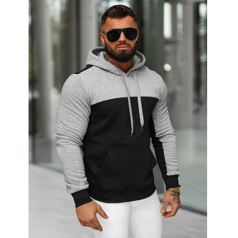 Svart Luvtröja Herr - Tvåfärgad Hoodie - Utförsäljning
