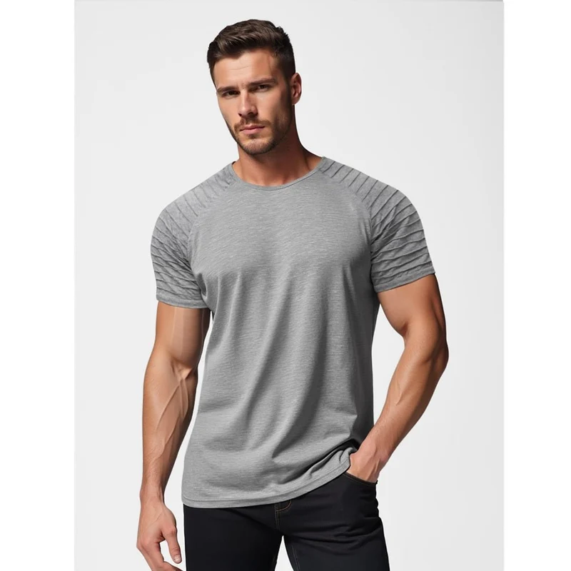 Grå T-shirt – Herrtröja med volanger - Utförsäljning
