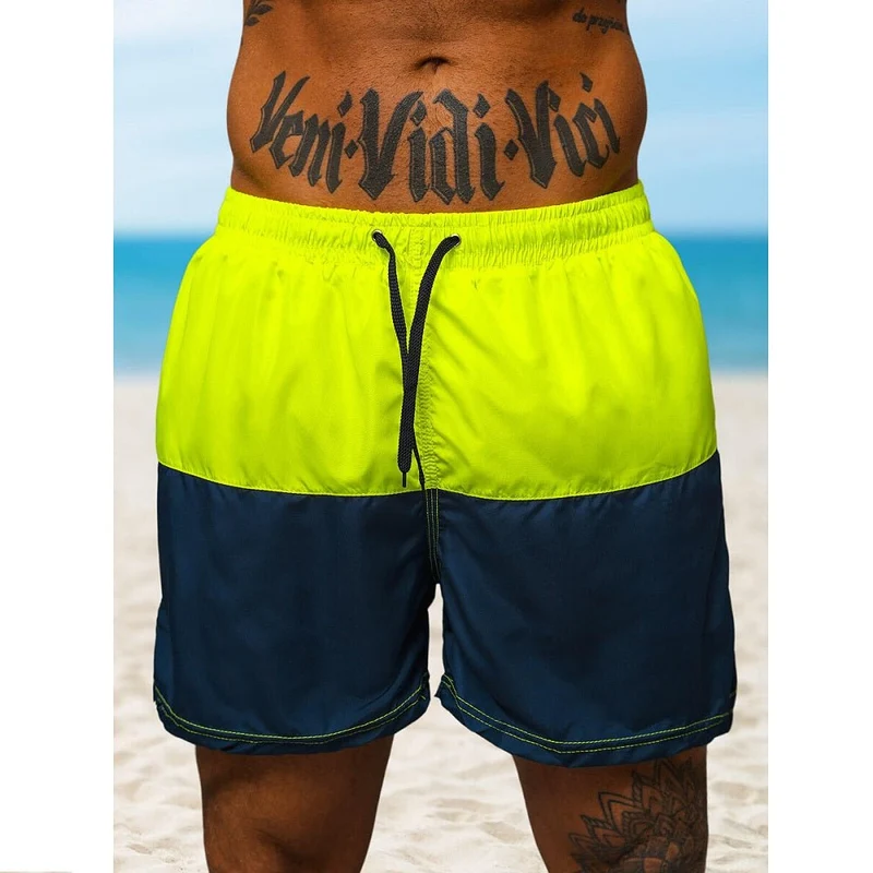 Badshorts Herr - Tvåfärgade shorts Gula/mörkblå - Utförsäljning