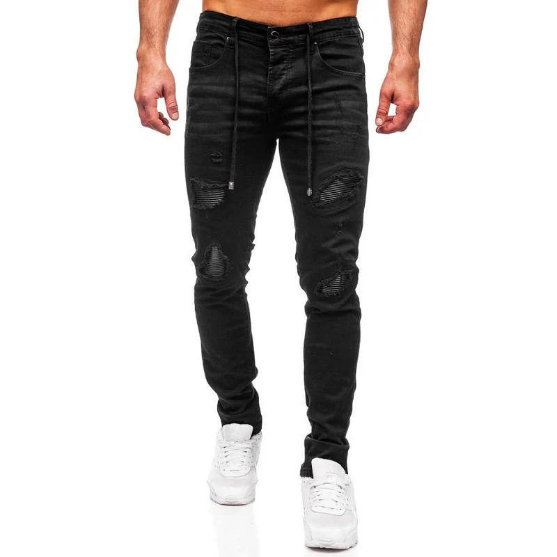 Slitna Svarta Herrjeans - Resår och Snören - Utförsäljning