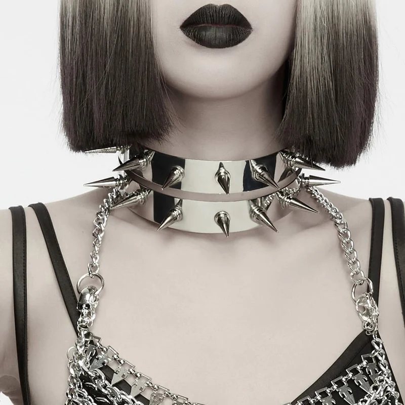 Punk-halsband med spikar för kvinnor
