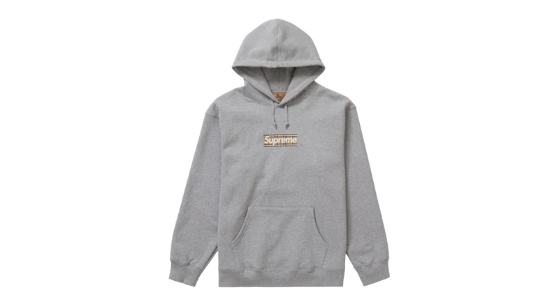 Supreme Burberry Box Logo Hoodie Grey
