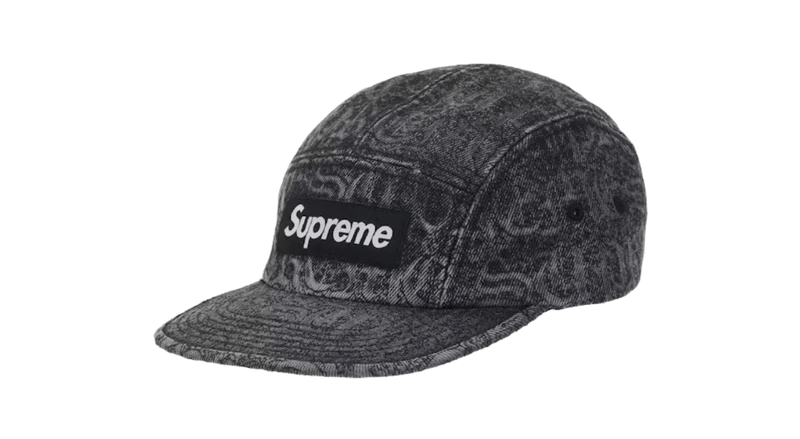Supreme Stitched Old English Denim Camp Cap Black Denim