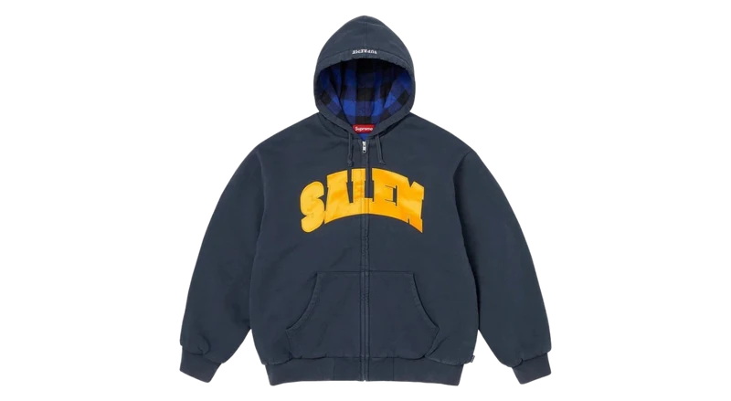 Supreme Salem Zip Up Hooded Sweatshirt Navy