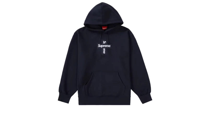 Supreme Cross Box Logo Hooded Sweatshirt Navy