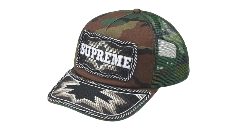 Supreme Western 5-Panel Mesh Back Woodland Camo Cap