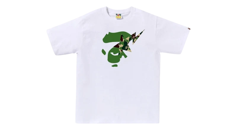 BAPE ABC Camo Ape Face STA Tee White Green