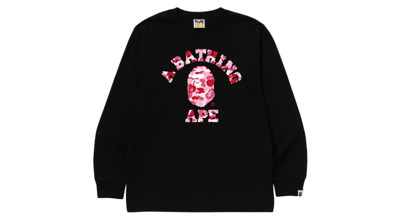 BAPE College Long Sleeve Tee Black Pink