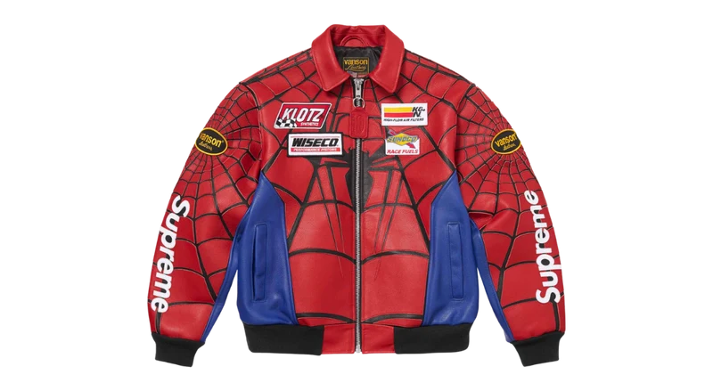 Supreme Vanson Leathers Spider-Man Jacket Red