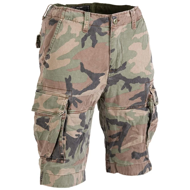 Mil-Tec Vintage Shorts Prewashed Woodland Camo
