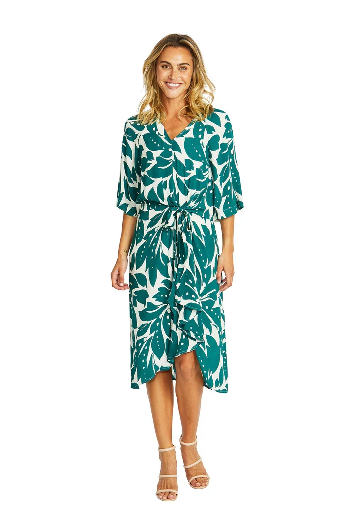 Ping Pong Mono Leaf Knot Dress - Green