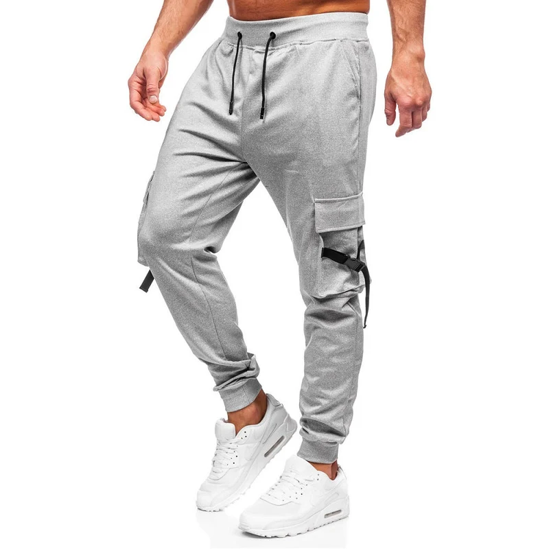 Sweatpants med benfickor - Ljusgråa mjukisbyxor - UTFÖRSÄLJNING