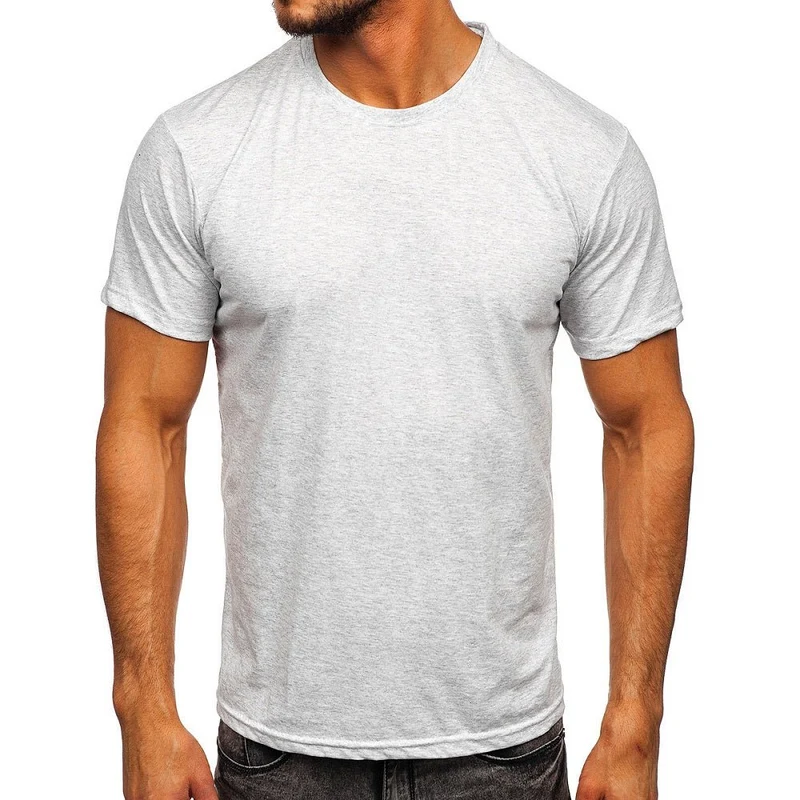 Ljusgrå T-shirt Herr - Rund Halsringning - Utförsäljning
