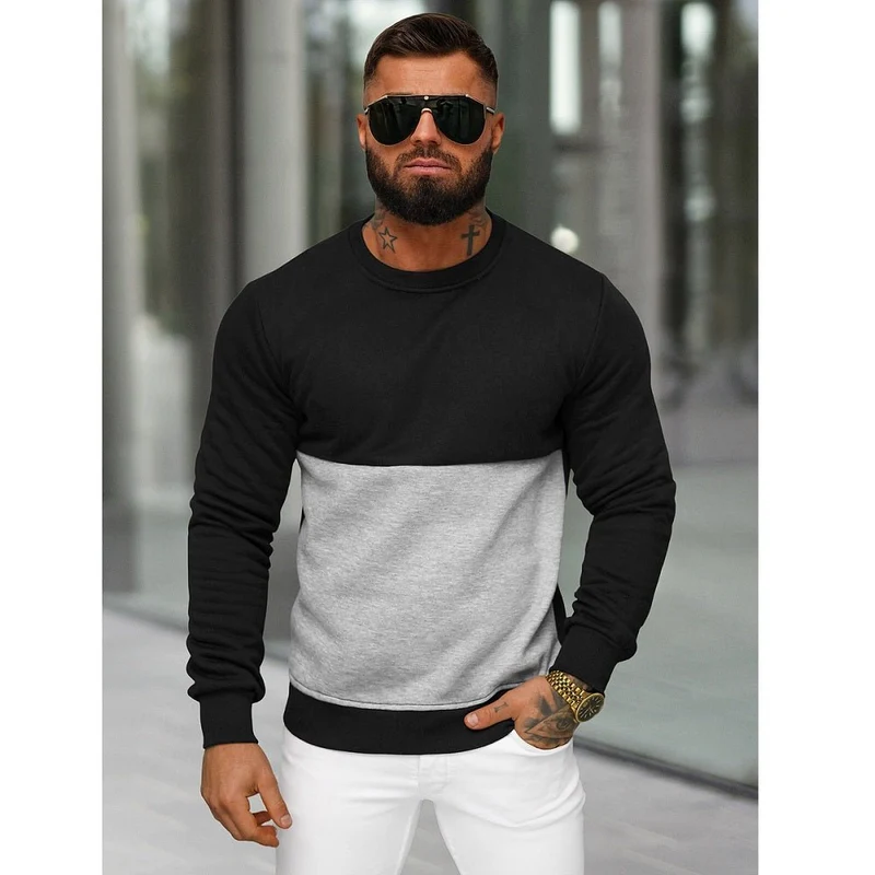 Sweatshirt Tvåfärgad - Stilren Herrtröja - utförsäljning