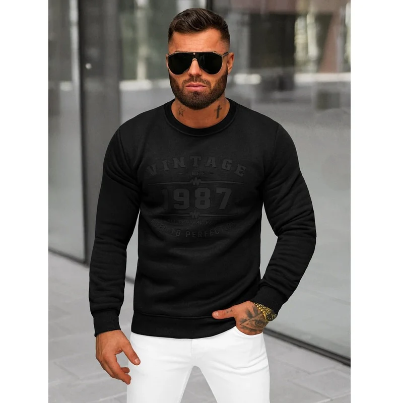 Helsvart Herrtröja - Sweatshirt Vintage - Utförsäljning