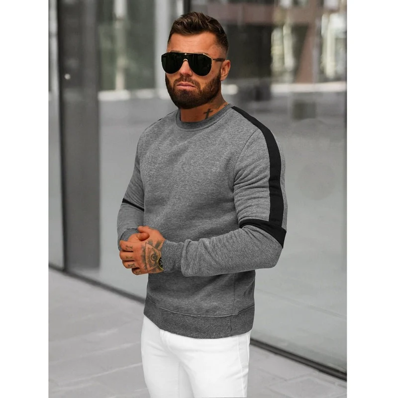 Grafitgrå Sweatshirt - Herrtröja Svart Kontrast