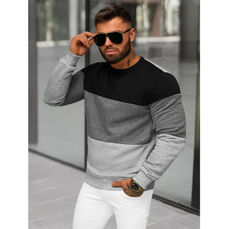 Stilren Tröja för Herr - Trefärgad Sweatshirt