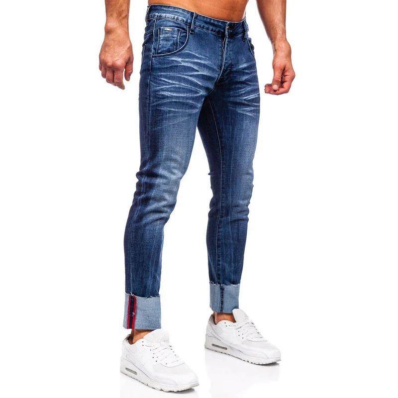 Mörkblåa Jeans med snygga slitningar - Herrjeans - Utförsäljning