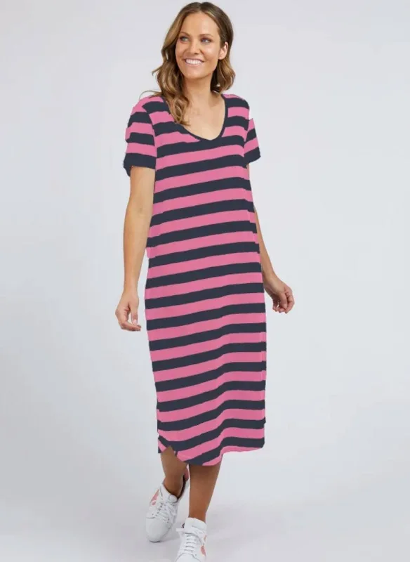 Meave midi dress stripe rose navy (Last one size 14)