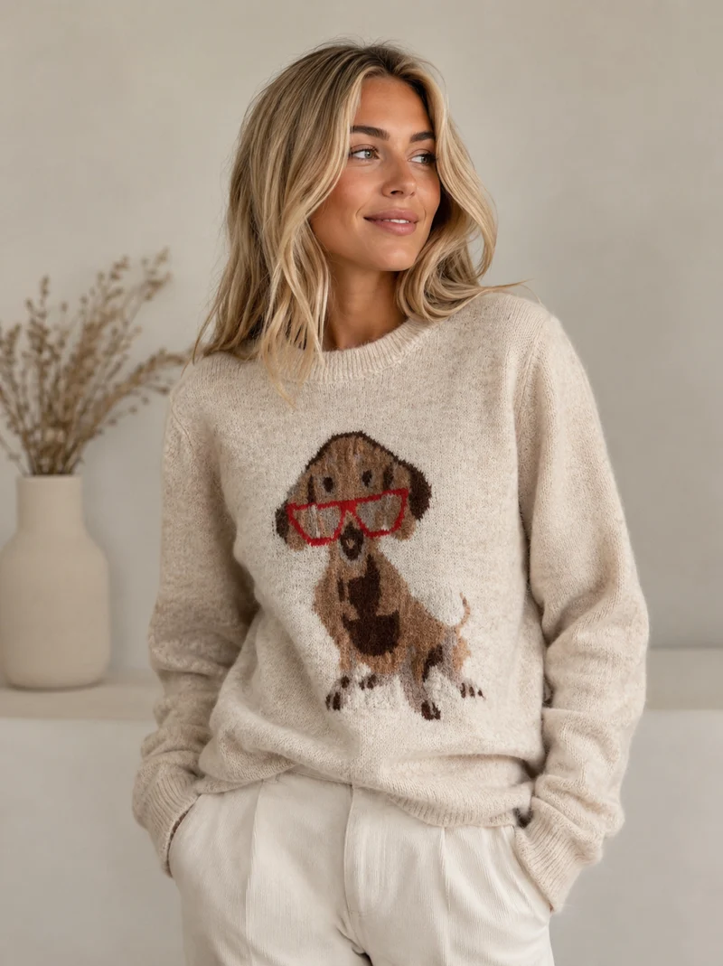 Stickad Coraline beige