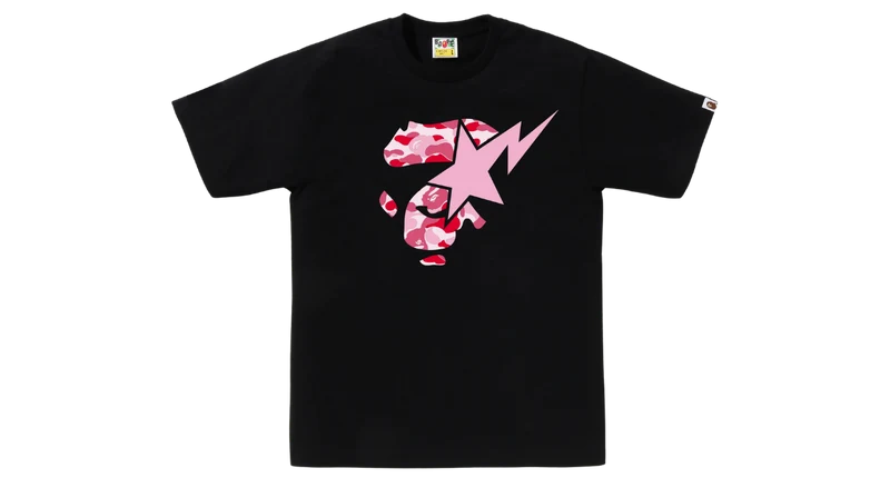 BAPE ABC Camo Ape Face STA Tee Black Pink