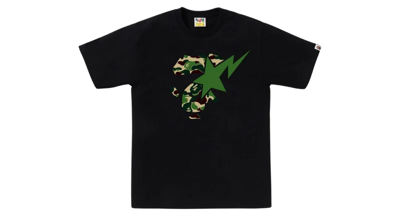 BAPE ABC Camo Ape Face STA Tee Black Green