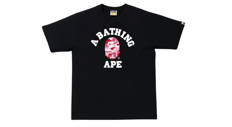 BAPE College Tee ABC Pink Camo Black