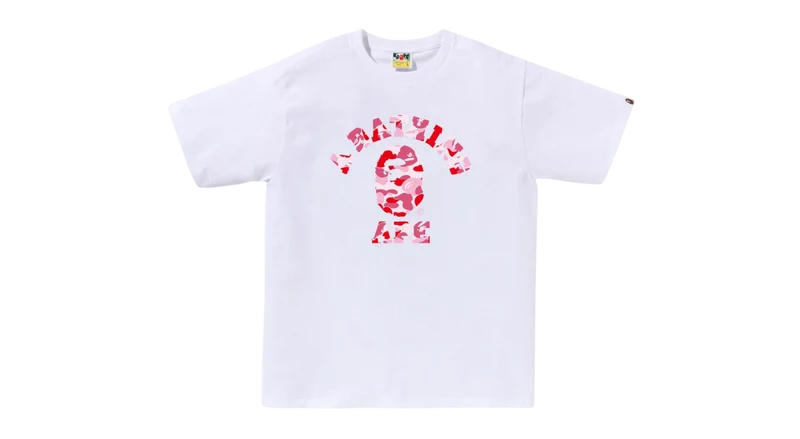 BAPE College Tee ABC Pink Camo White