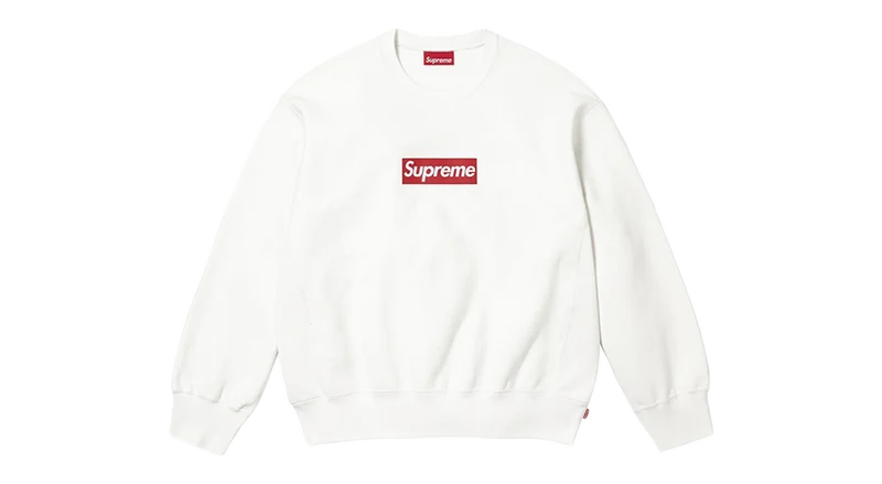 Supreme Washed Box Logo Crewneck White (SS25)