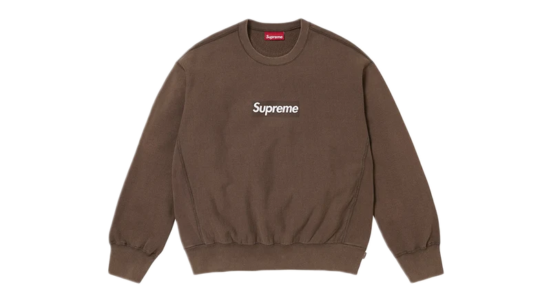 Supreme Washed Box Logo Crewneck Brown (SS25)