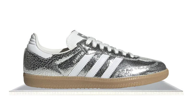 Adidas Samba Silver Metallic Cracked Leather