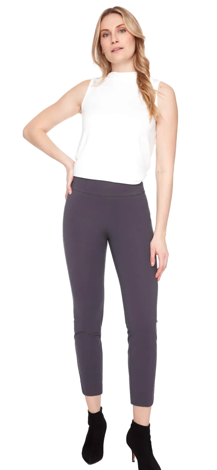Cool Compression petal slit ankle pant slate