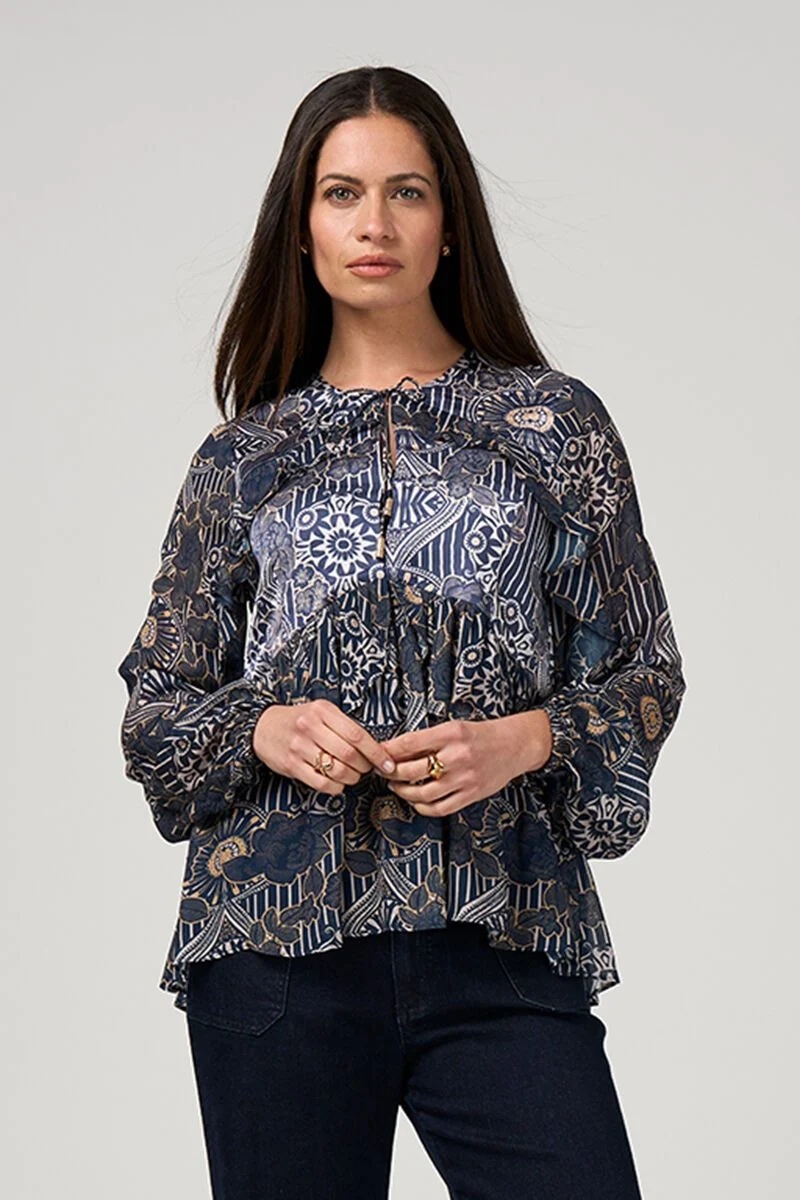 halycon blouse denim multi