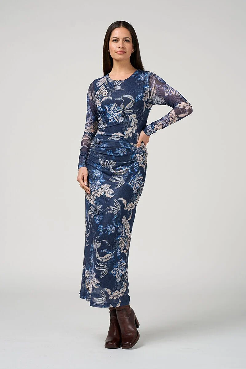 Casella mesh dress denim multi