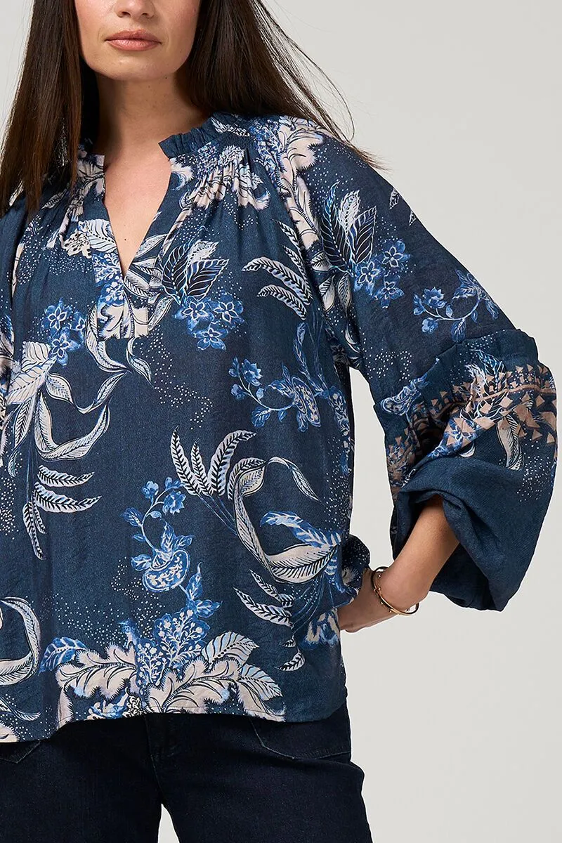 Casella blouse denim multi