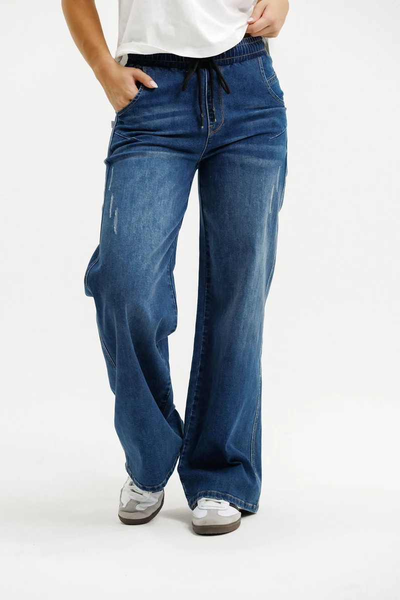 Palazzo jeans blue wash