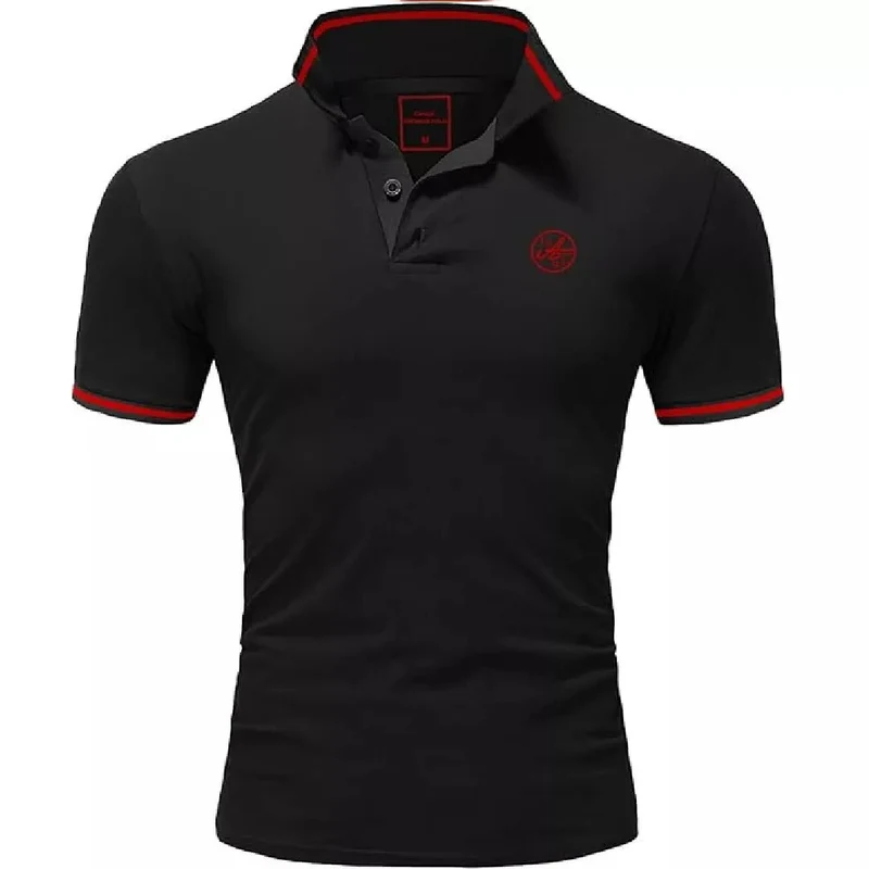 Pikétröja Herr – Svart Polo med Röda Detaljer från Amaci & Sons