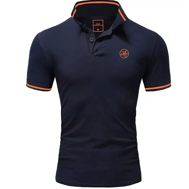 Pikétröja Herr – Mörkblå Polo i 100% Bomull från Amaci & Sons