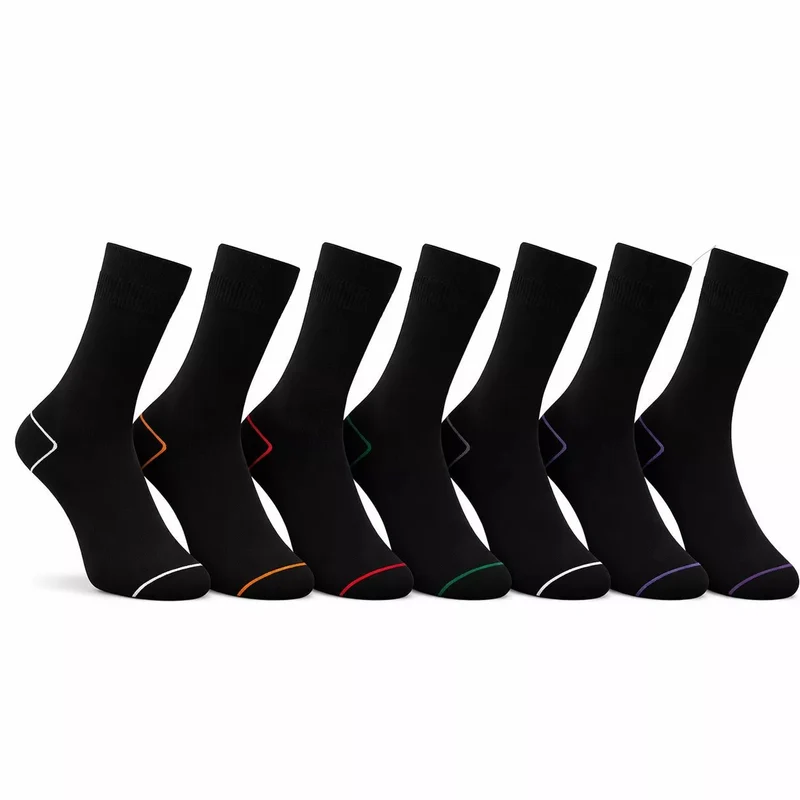 Svarta Strumpor 7-pack – X-Sole 1014 Classic med Färgade Detaljer