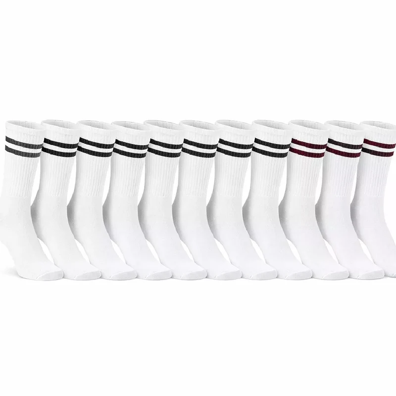 Vita Strumpor med Ränder 10-pack – X-Sole 1016 Classic Ribb Stripe