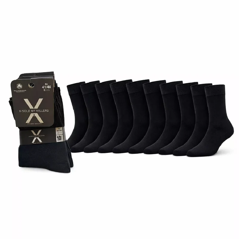Svarta Strumpor 10-pack – X-Sole 1018 Classic i Återvunnen Bomull