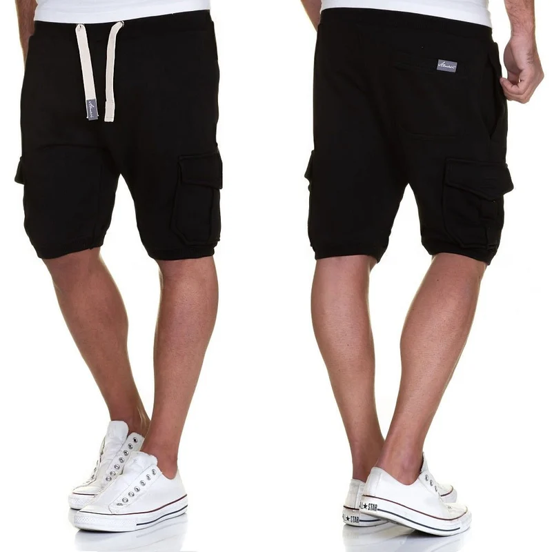Svarta cargo mjukisshorts herr – bekväma shorts med fickor | Amaci & Sons