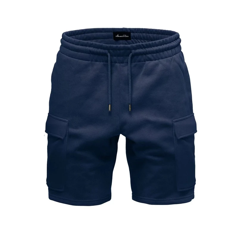 Mörkblå Sweatshorts Herr med Cargofickor – Amaci & Sons
