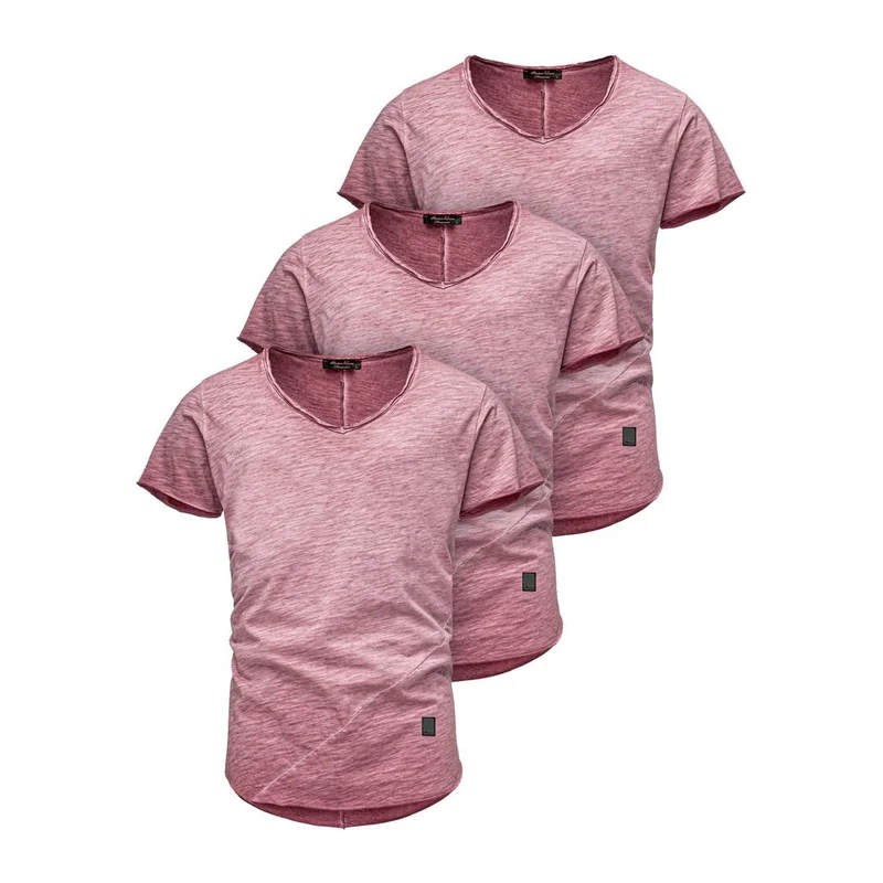 3-Pack Vinröda T-Shirts Herr – Amaci & Sons | V-ringad