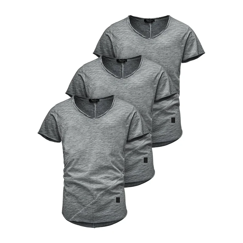 3-Pack Grå T-Shirts Herr – Amaci & Sons | V-ringad