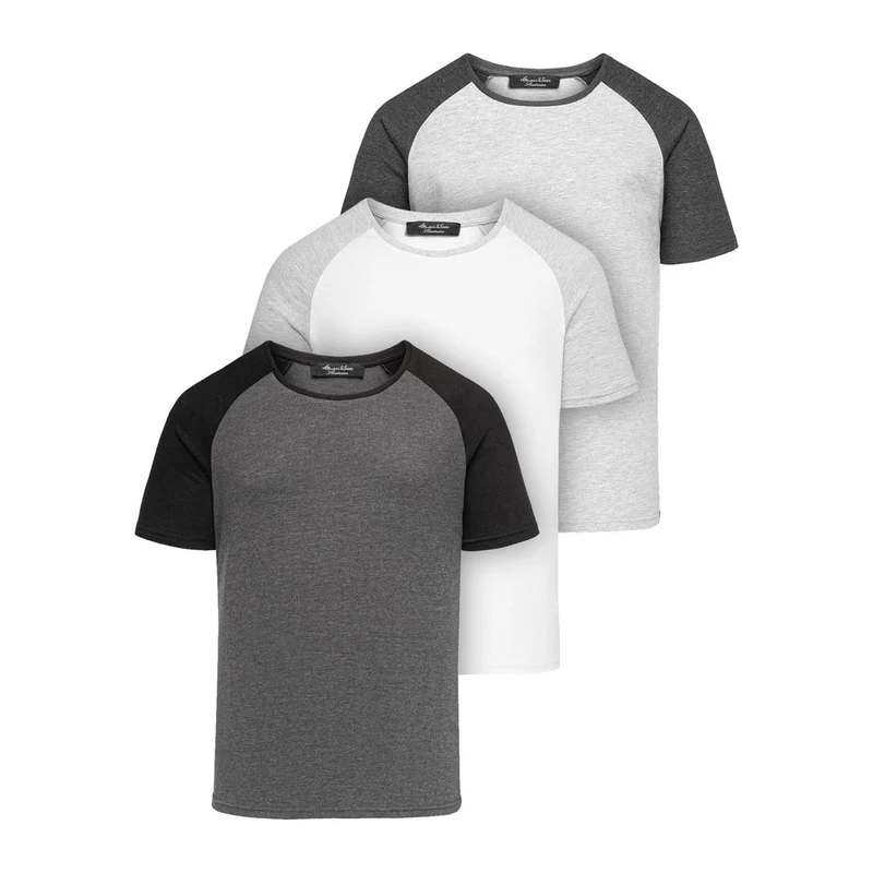 3-pack t-shirts herr – mixade färger slim fit (raglan)